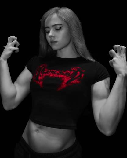 Essential Cropped baby T-shirt [NIGHTMARE]-Coordom