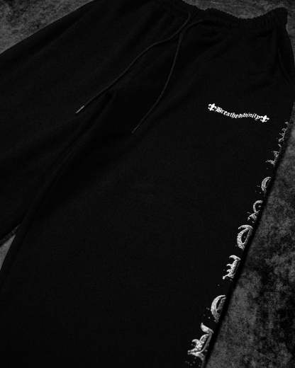 Elegant Uncuffed luxury sweatpants [VOID BLACK]-Coordom