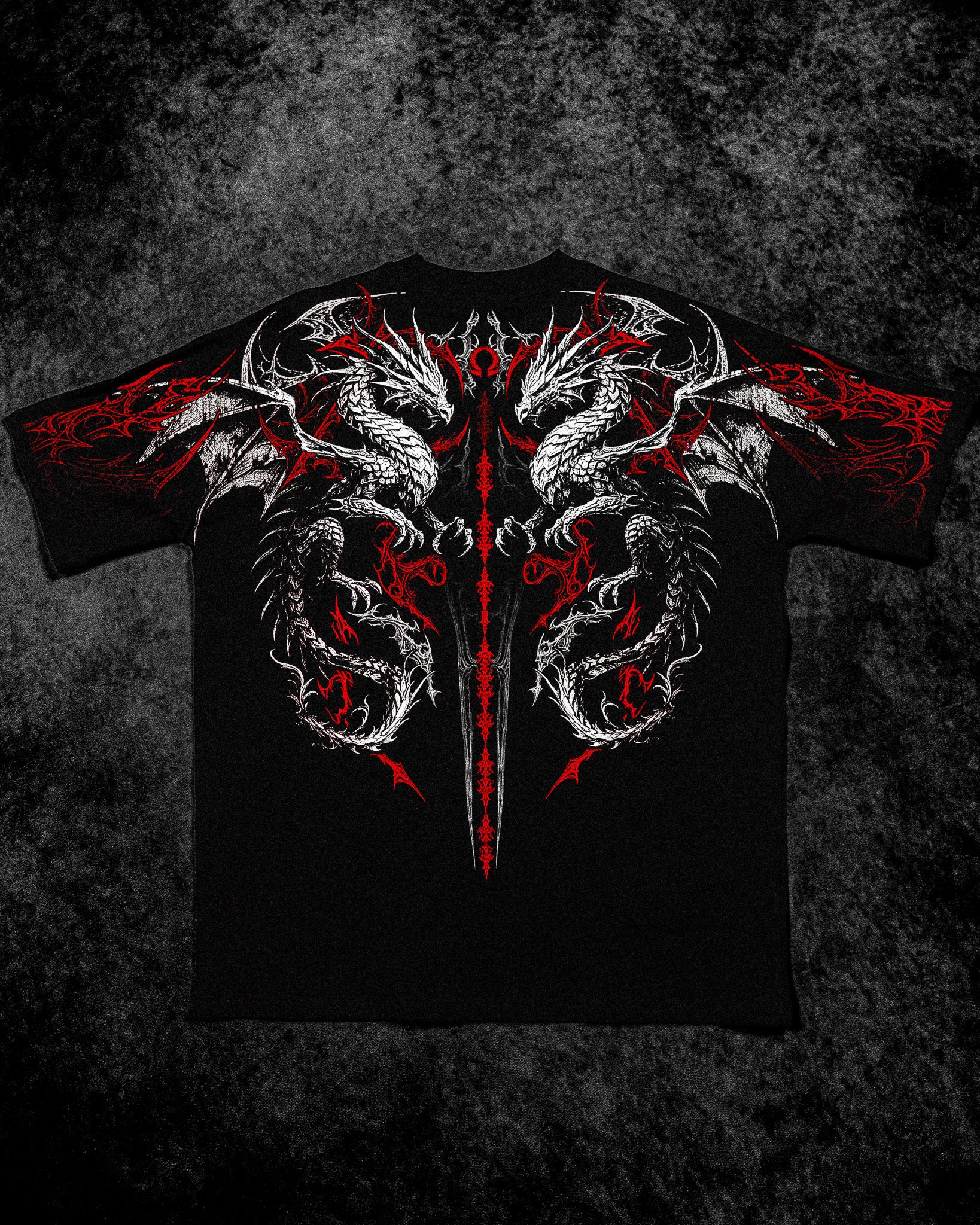 Dragon Blade Oversized T-shirt [HEAVENLY RED]-Coordom