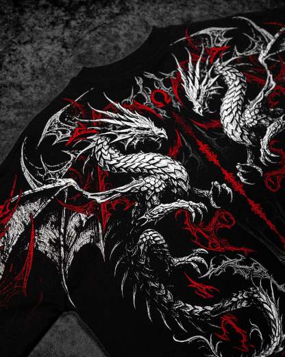 Dragon Blade Oversized T-shirt [HEAVENLY RED]-Coordom