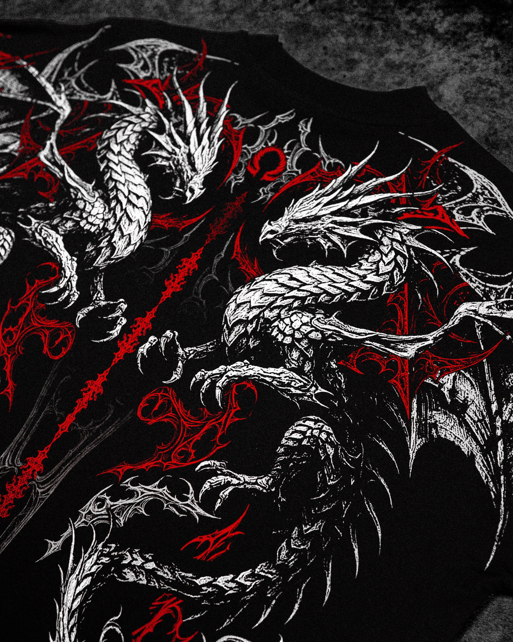 Dragon Blade Oversized T-shirt [HEAVENLY RED]-Coordom