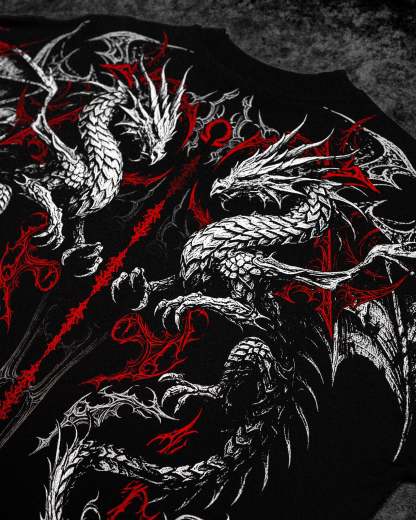 Dragon Blade Oversized T-shirt [HEAVENLY RED]-Coordom
