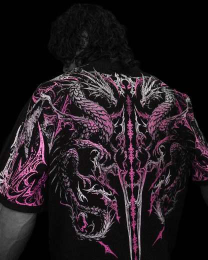 Dragon Blade Oversized T-shirt [BLOSSOM PINK]-Coordom
