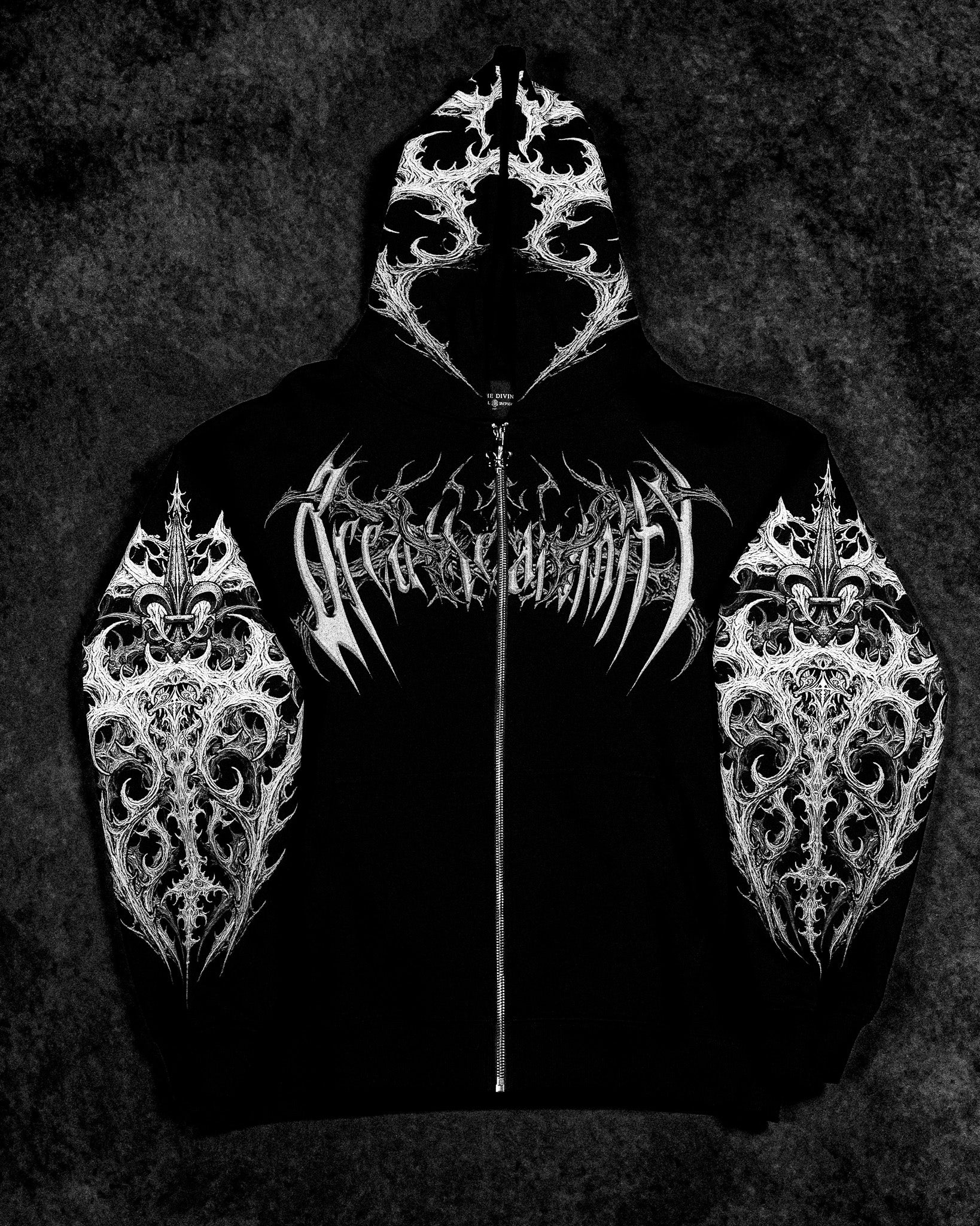 Heavenly Knight Oversized Zip-up Hoodie [VOID BLACK]-Coordom