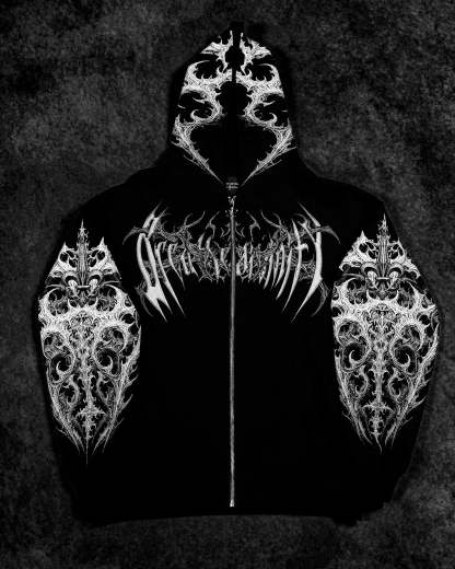 Heavenly Knight Oversized Zip-up Hoodie [VOID BLACK]-Coordom