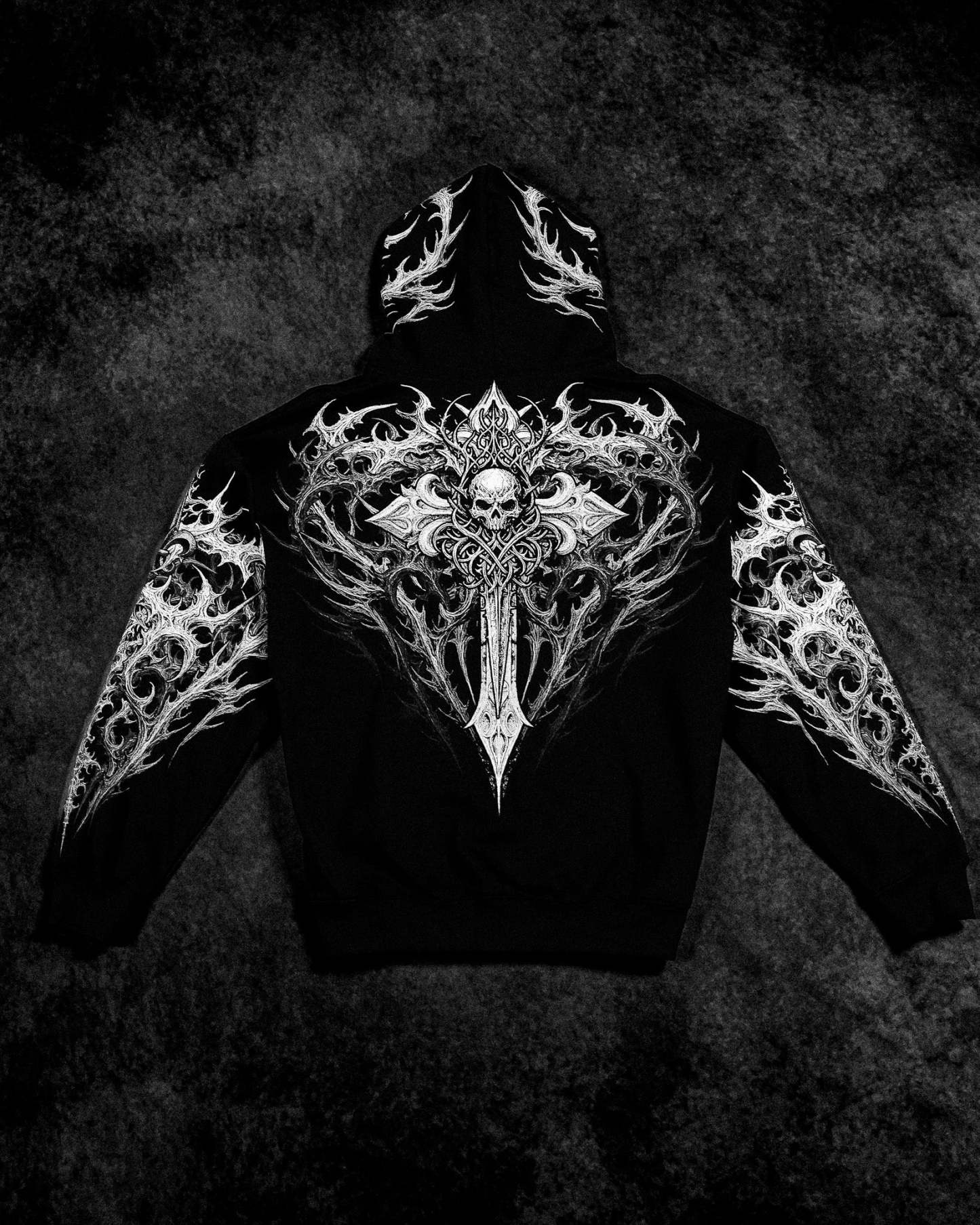 Heavenly Knight Oversized Zip-up Hoodie [VOID BLACK]-Coordom