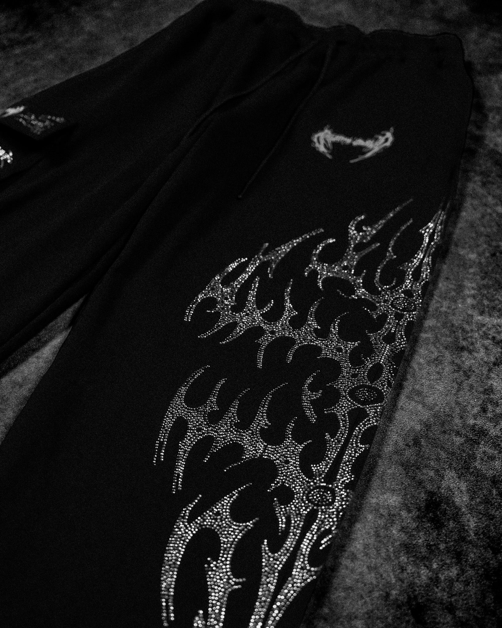Cyberflare Rhinestone Banana Uncuffed Cargos [VOID BLACK]-Coordom