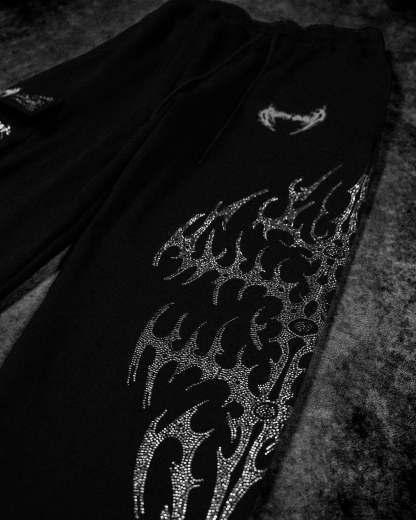 Cyberflare Rhinestone Banana Uncuffed Cargos [VOID BLACK]-Coordom