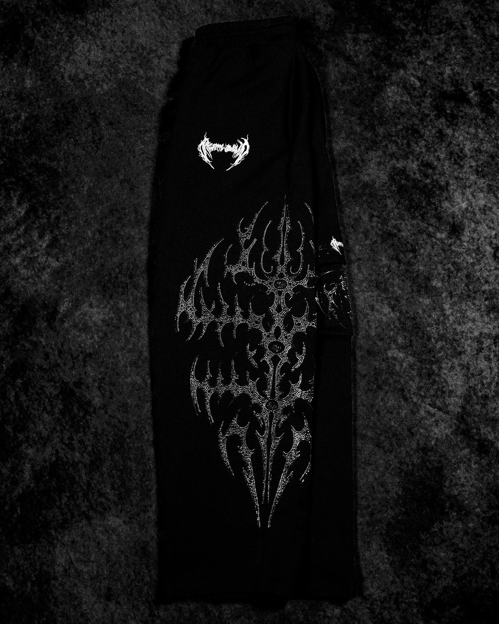 Cyberflare Rhinestone Banana Uncuffed Cargos [MIDNIGHT]-Coordom