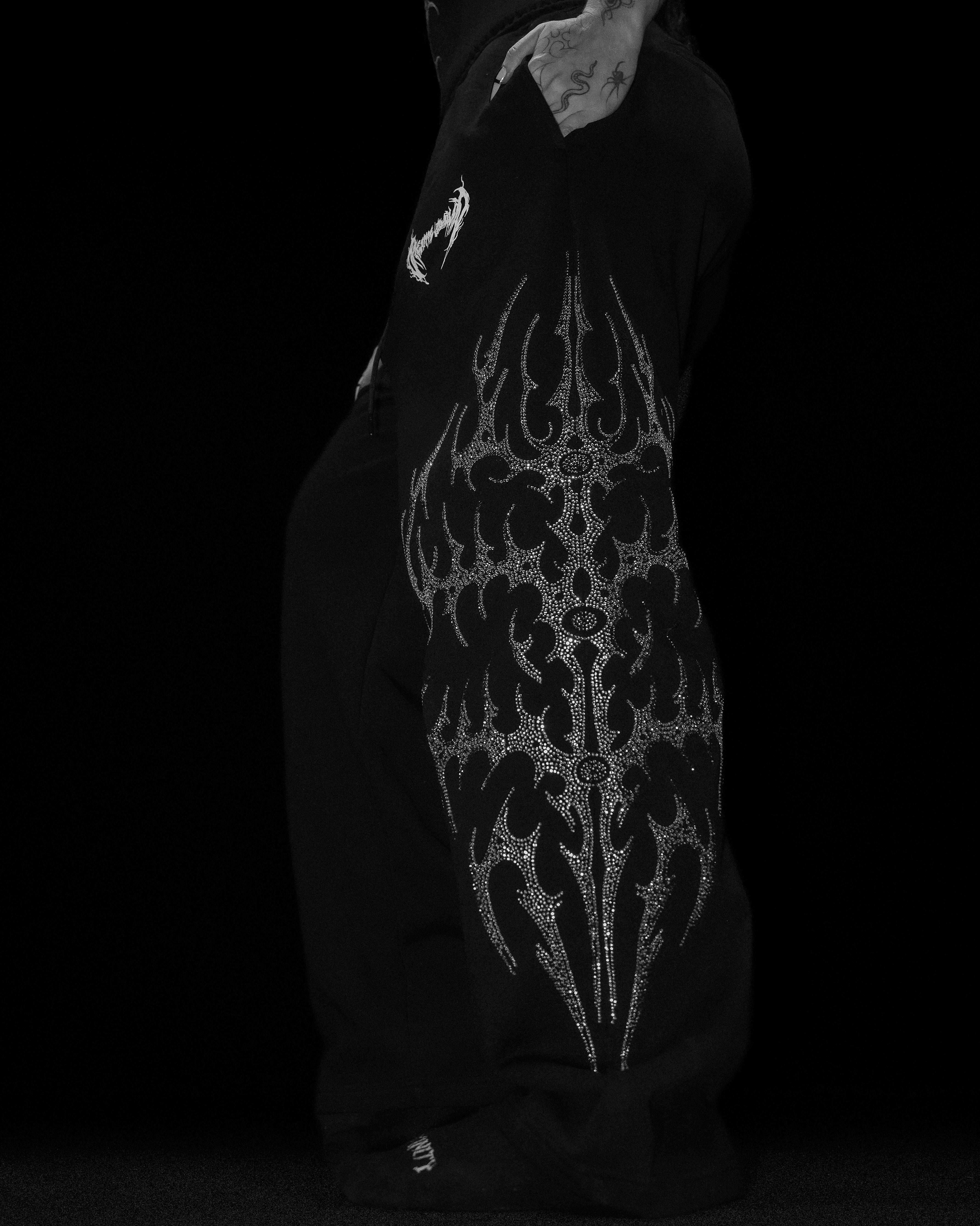 Cyberflare Rhinestone Banana Uncuffed Cargos [MIDNIGHT]-Coordom