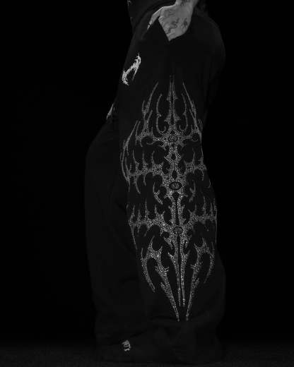Cyberflare Rhinestone Banana Uncuffed Cargos [MIDNIGHT]-Coordom