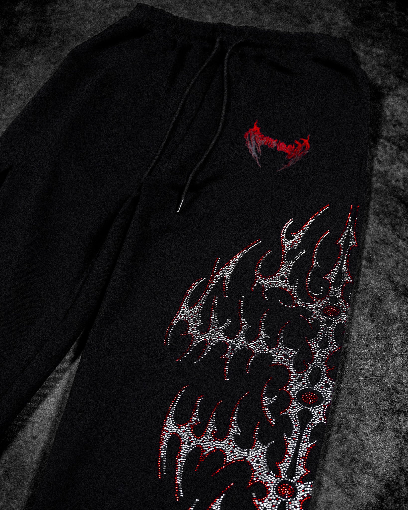 Cyberflare Rhinestone Banana Uncuffed Cargos [HEAVENLY RED]-Coordom