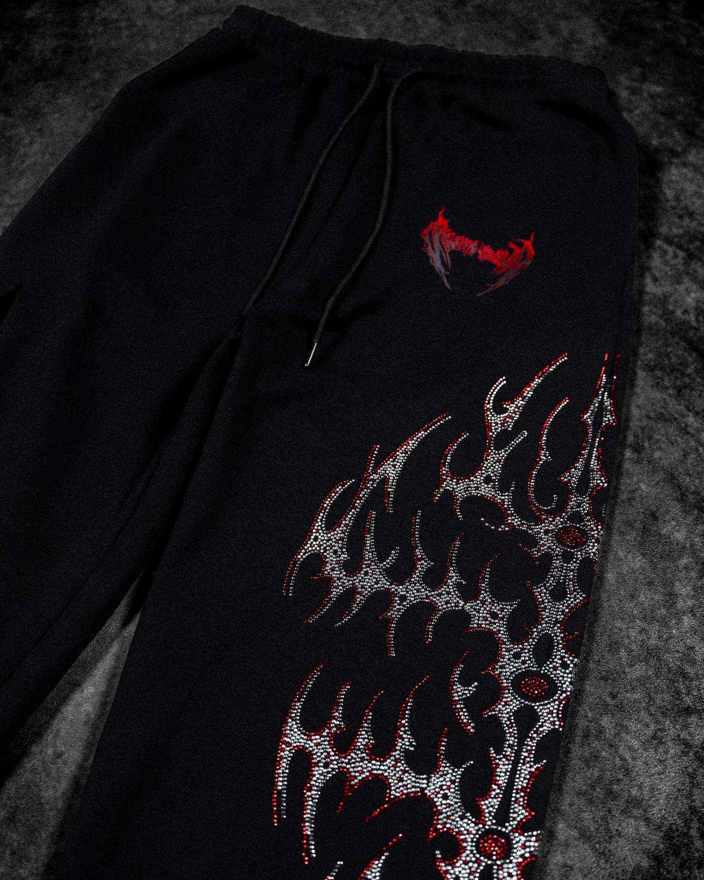 Cyberflare Rhinestone Banana Uncuffed Cargos [HEAVENLY RED]-Coordom