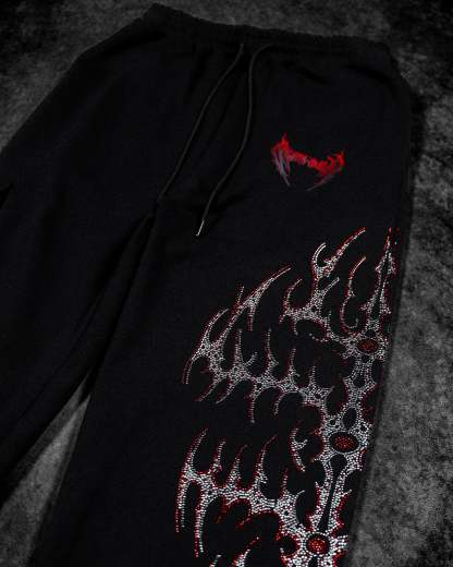Cyberflare Rhinestone Banana Uncuffed Cargos [HEAVENLY RED]-Coordom