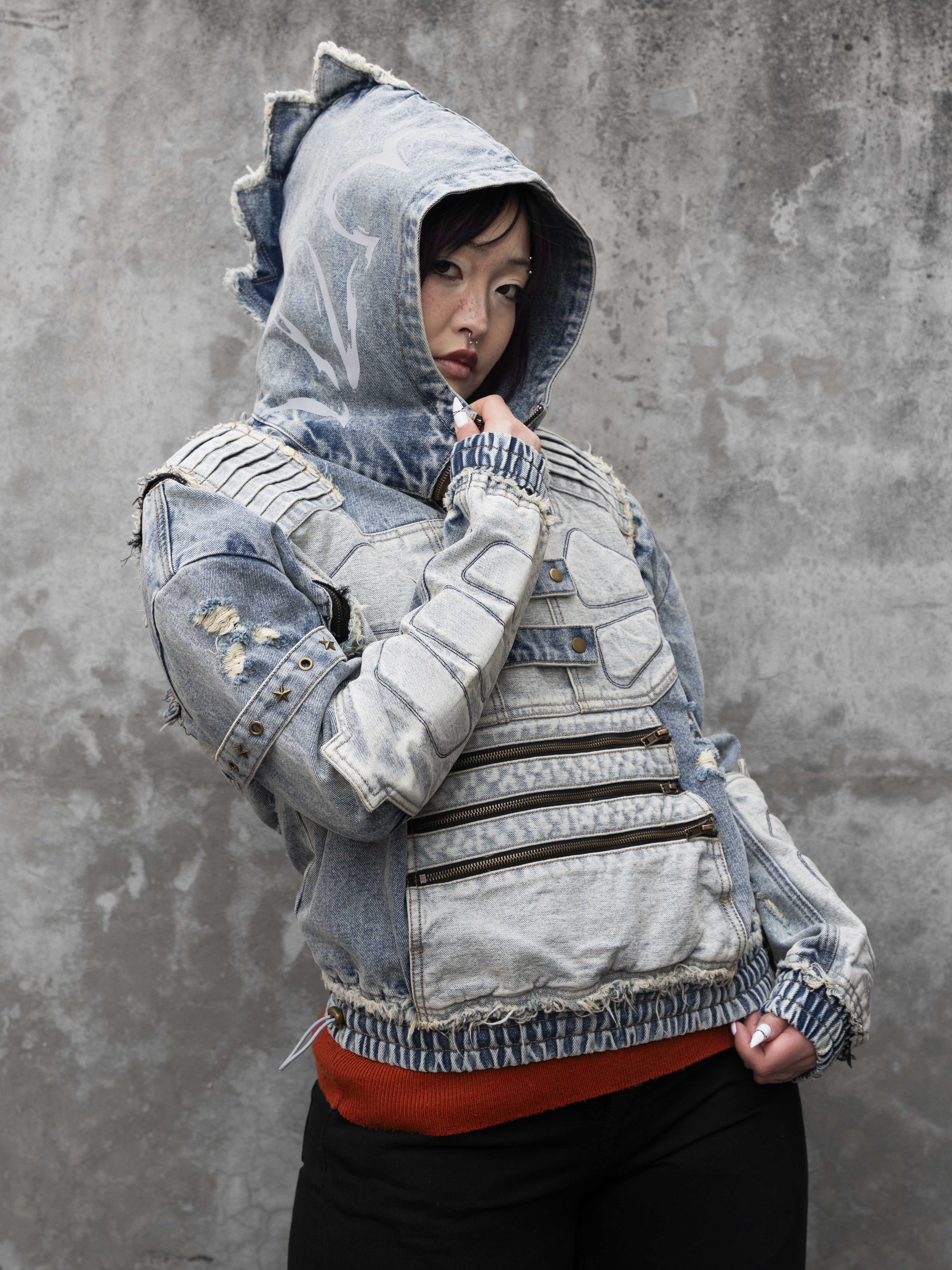 "DRAGON" Denim Hoodie-Coordom