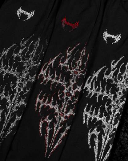 Cyberflare Rhinestone Banana Uncuffed Cargos [HEAVENLY RED]-Coordom