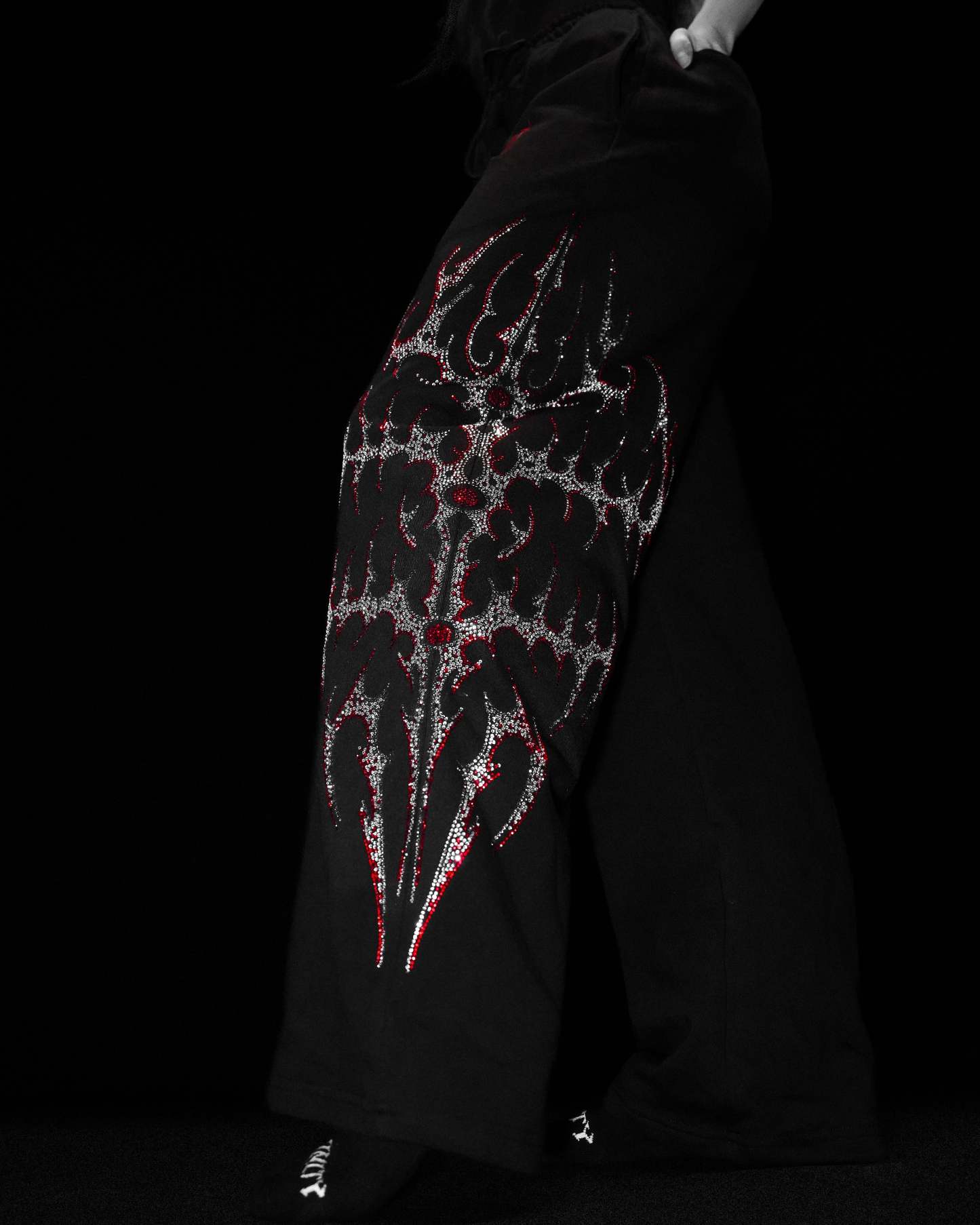 Cyberflare Rhinestone Banana Uncuffed Cargos [HEAVENLY RED]-Coordom