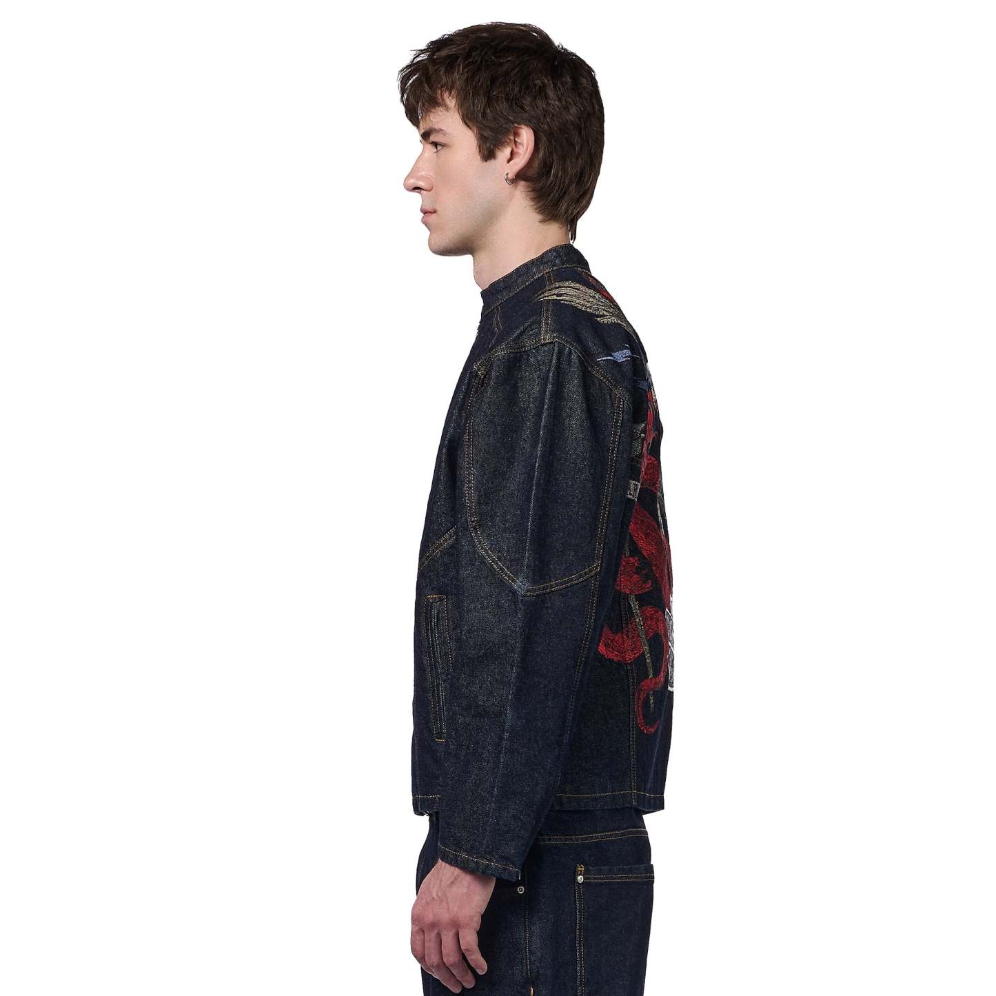 "hellboy" indigo raw denim Biker jacket-Coordom