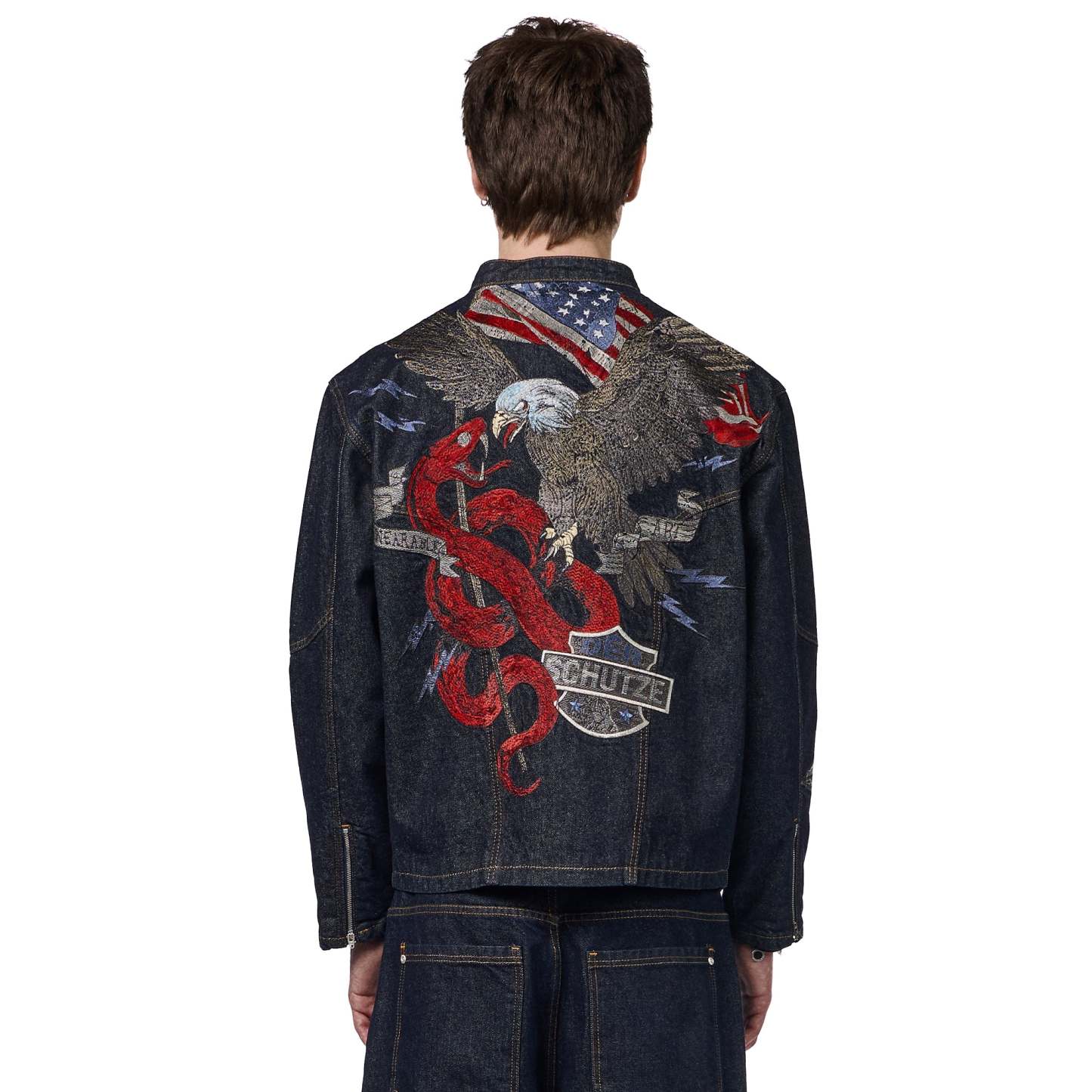 "hellboy" indigo raw denim Biker jacket-Coordom