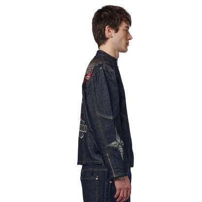 "hellboy" indigo raw denim Biker jacket-Coordom