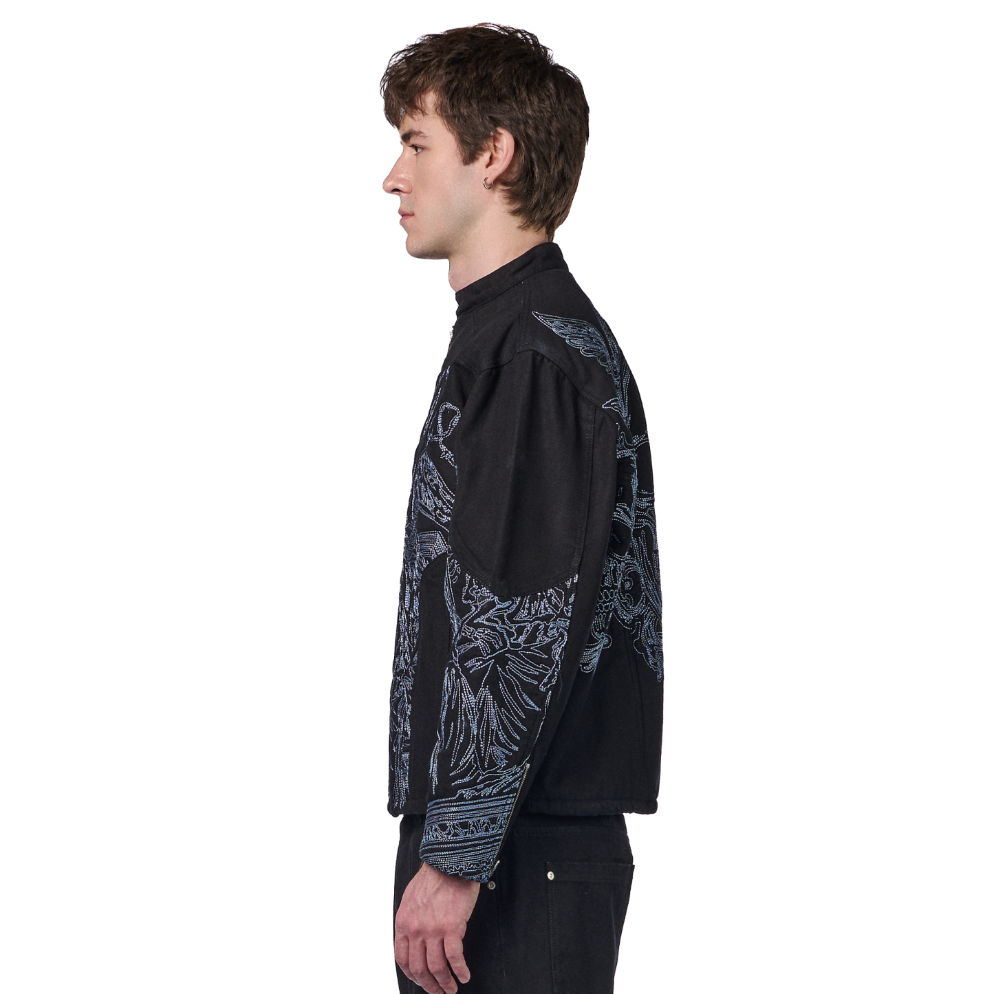"hellboy" denim Biker jacket black-Coordom