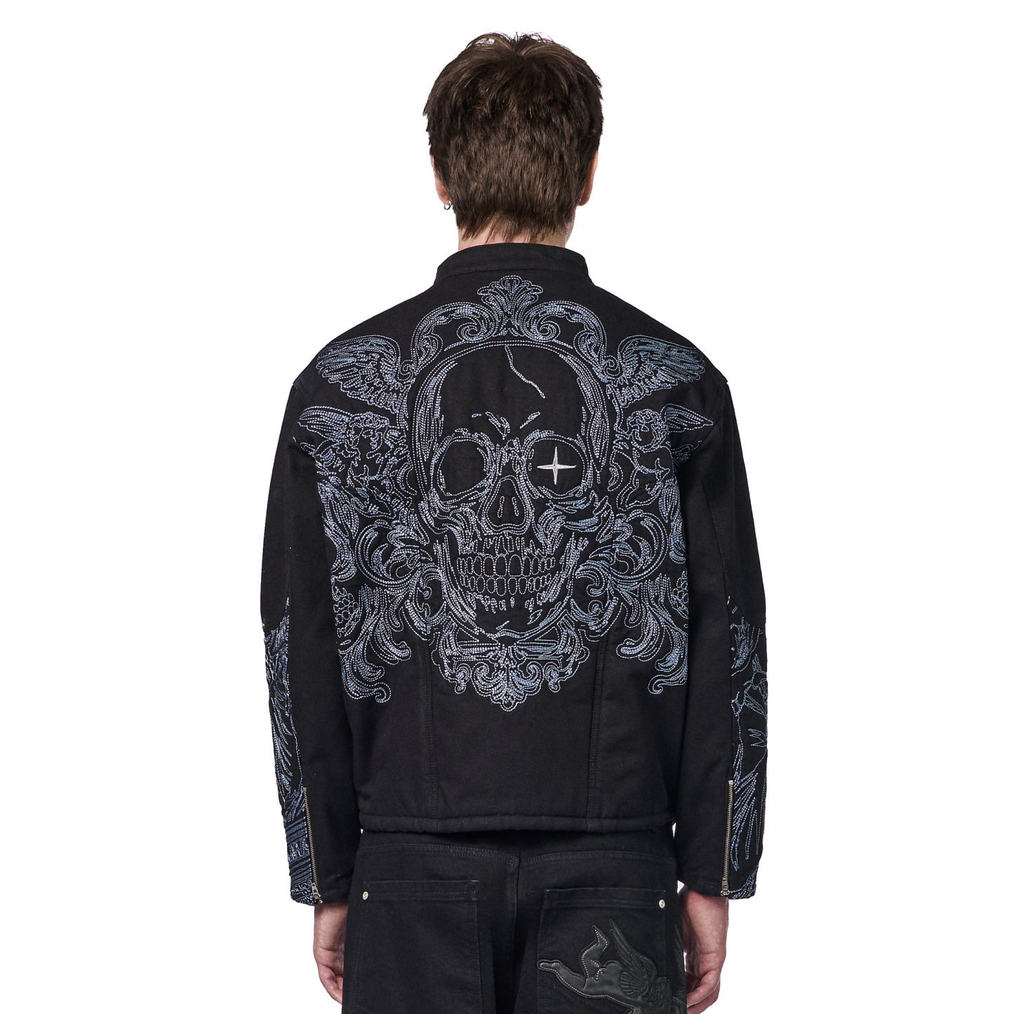 "hellboy" denim Biker jacket black-Coordom
