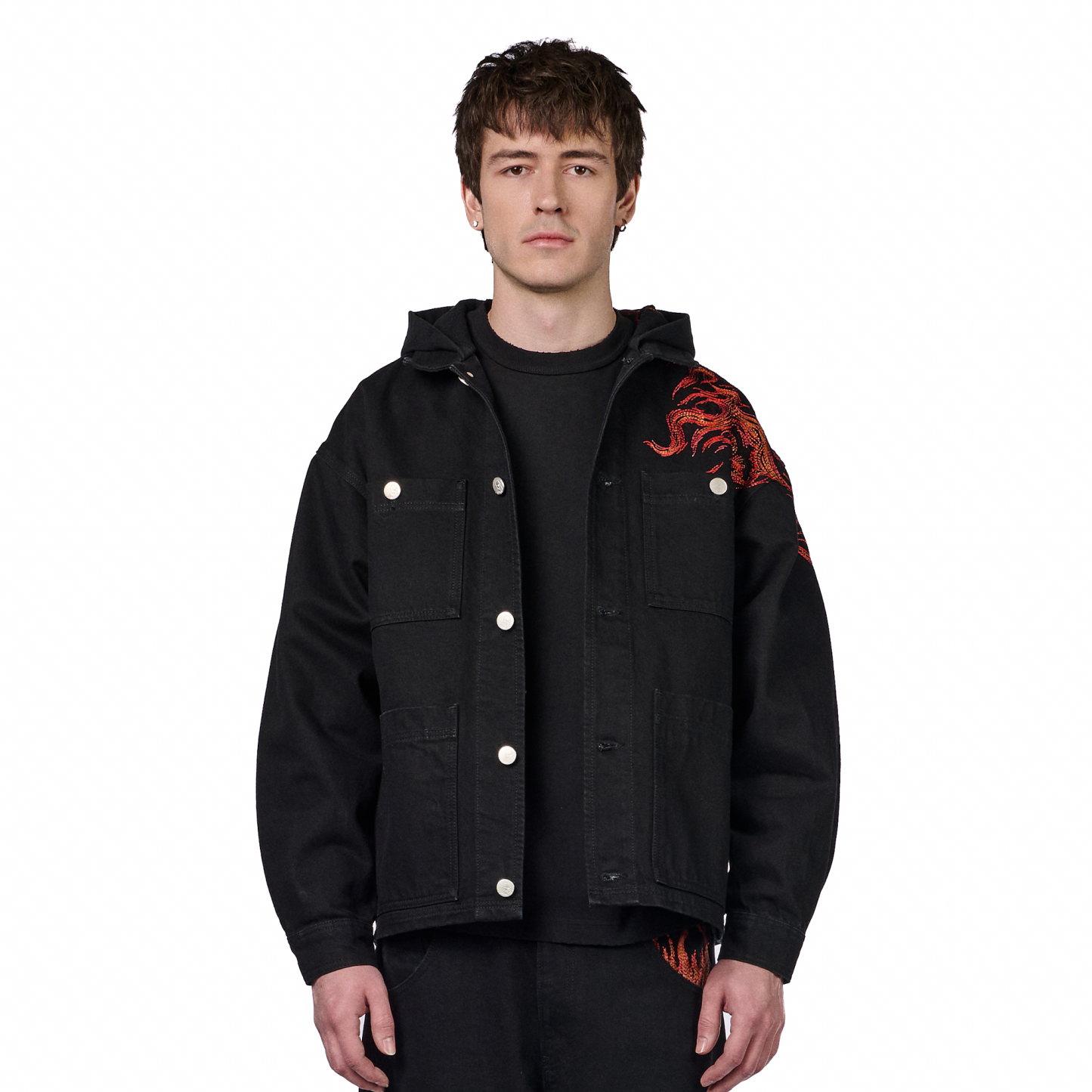 "hellboy" denim Jacket black-Coordom