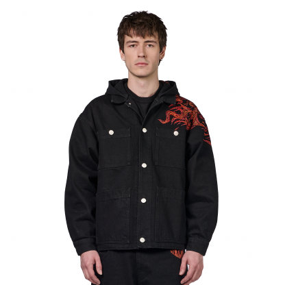 "hellboy" denim Jacket black-Coordom