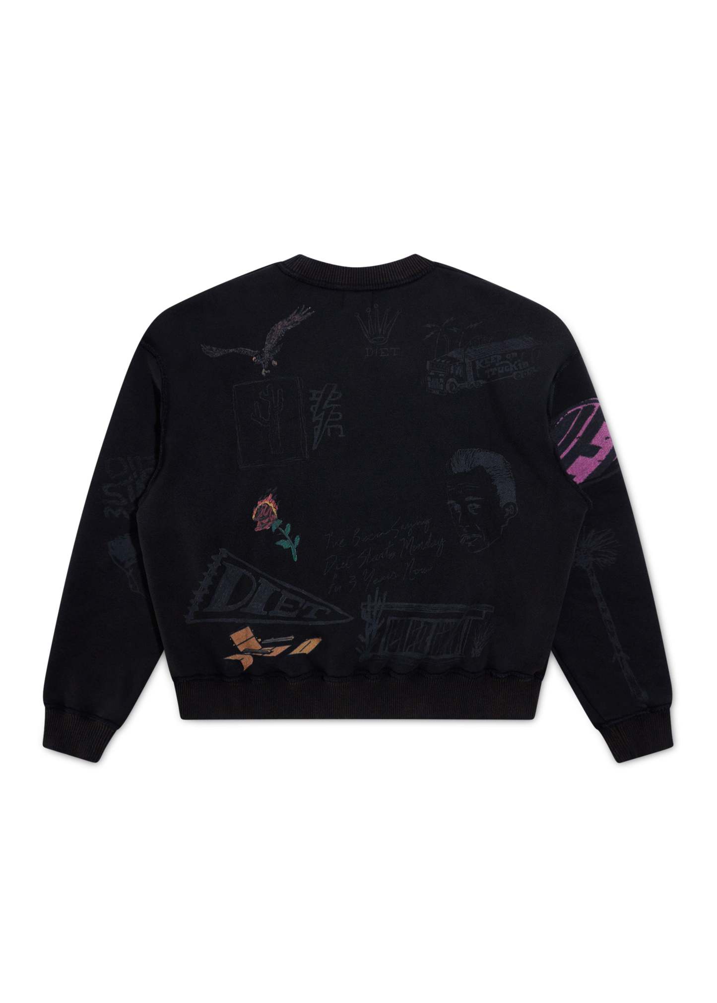 Doodle Crewneck Sweatshirt - Black|Streetwear Oversized Vintage Casual Wear-Coordom
