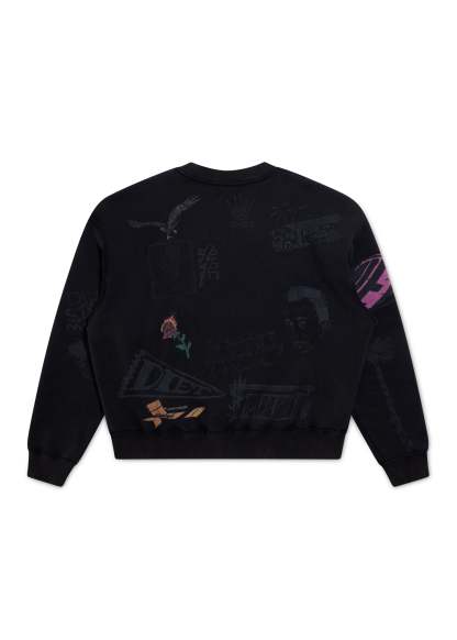 Doodle Crewneck Sweatshirt - Black|Streetwear Oversized Vintage Casual Wear-Coordom
