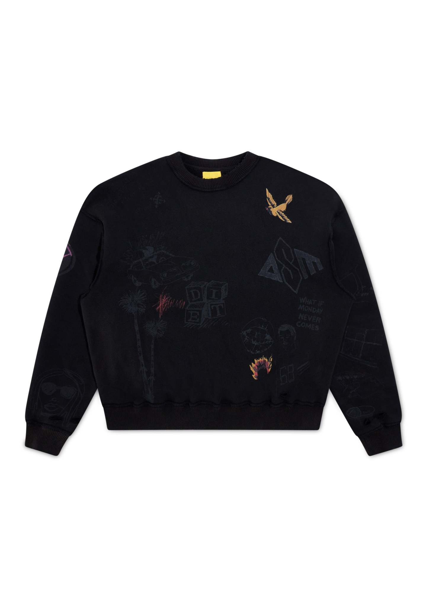 Doodle Crewneck Sweatshirt - Black|Streetwear Oversized Vintage Casual Wear-Coordom