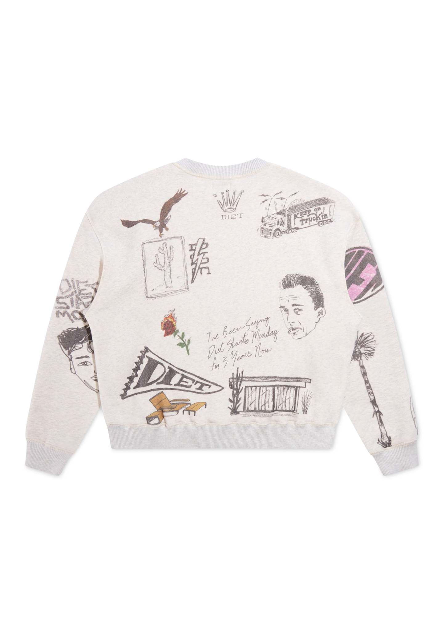 Doodle Crewneck Sweatshirt - Heather Grey|Streetwear Oversized Vintage Casual Wear-Coordom