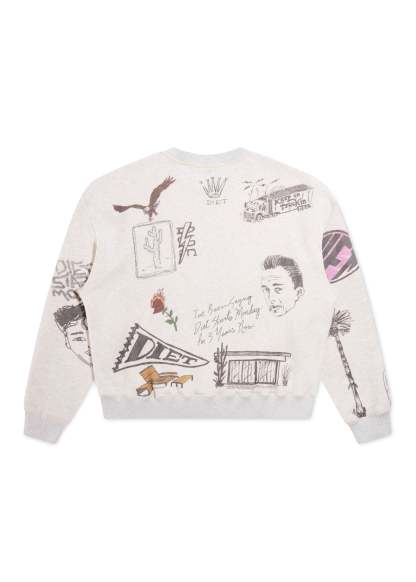Doodle Crewneck Sweatshirt - Heather Grey|Streetwear Oversized Vintage Casual Wear-Coordom