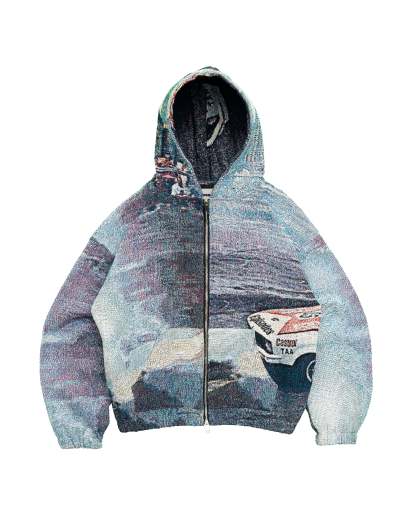 Tapestry Zip-Up Hoodie | Vintage Streetwear Oversized Casual Jacket-Coordom