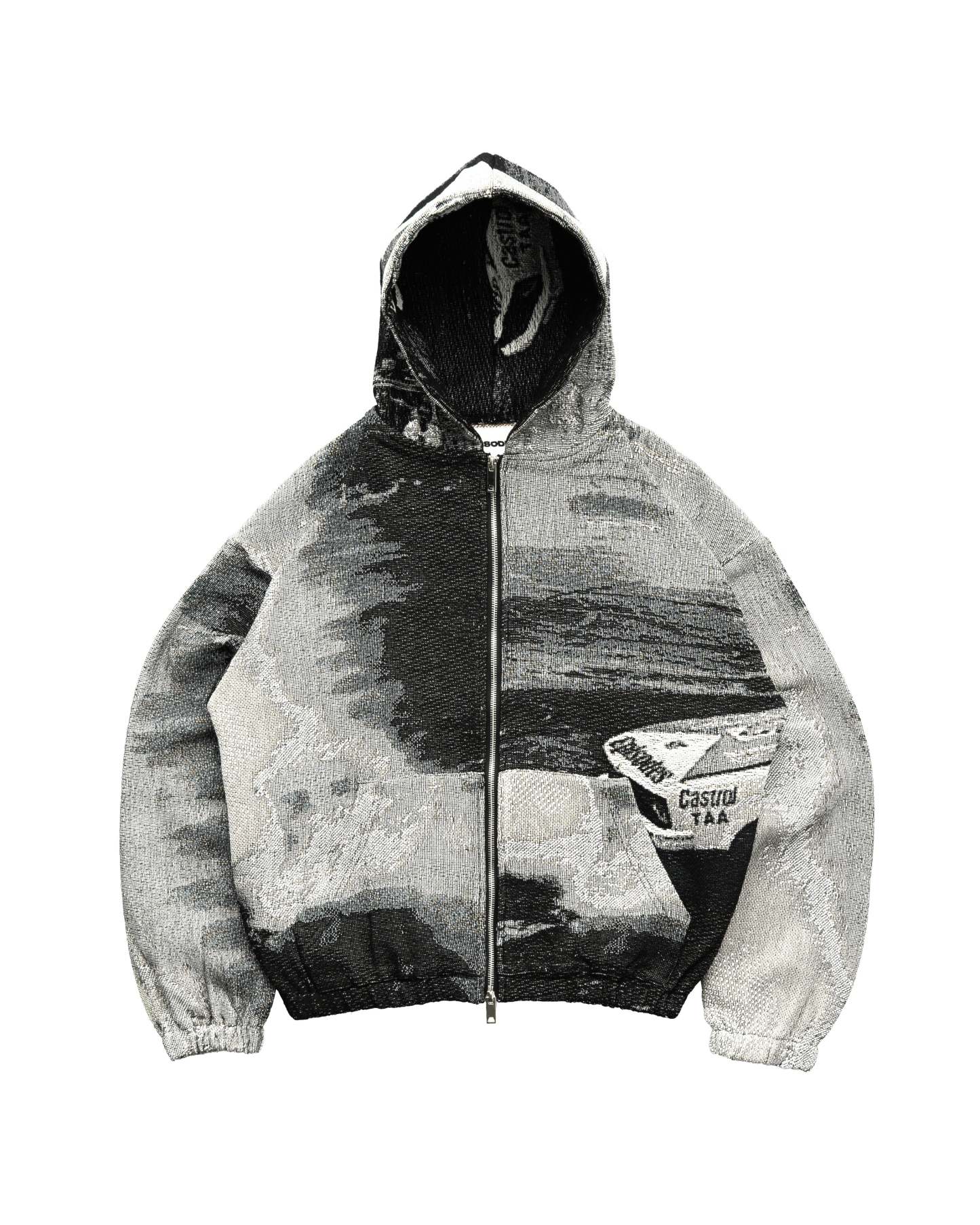 Tapestry Zip-Up Hoodie (MONO) | Vintage Streetwear Oversized Jacket-Coordom