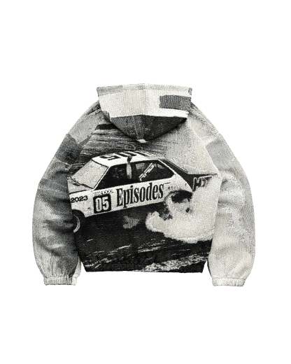 Tapestry Zip-Up Hoodie (MONO) | Vintage Streetwear Oversized Jacket-Coordom