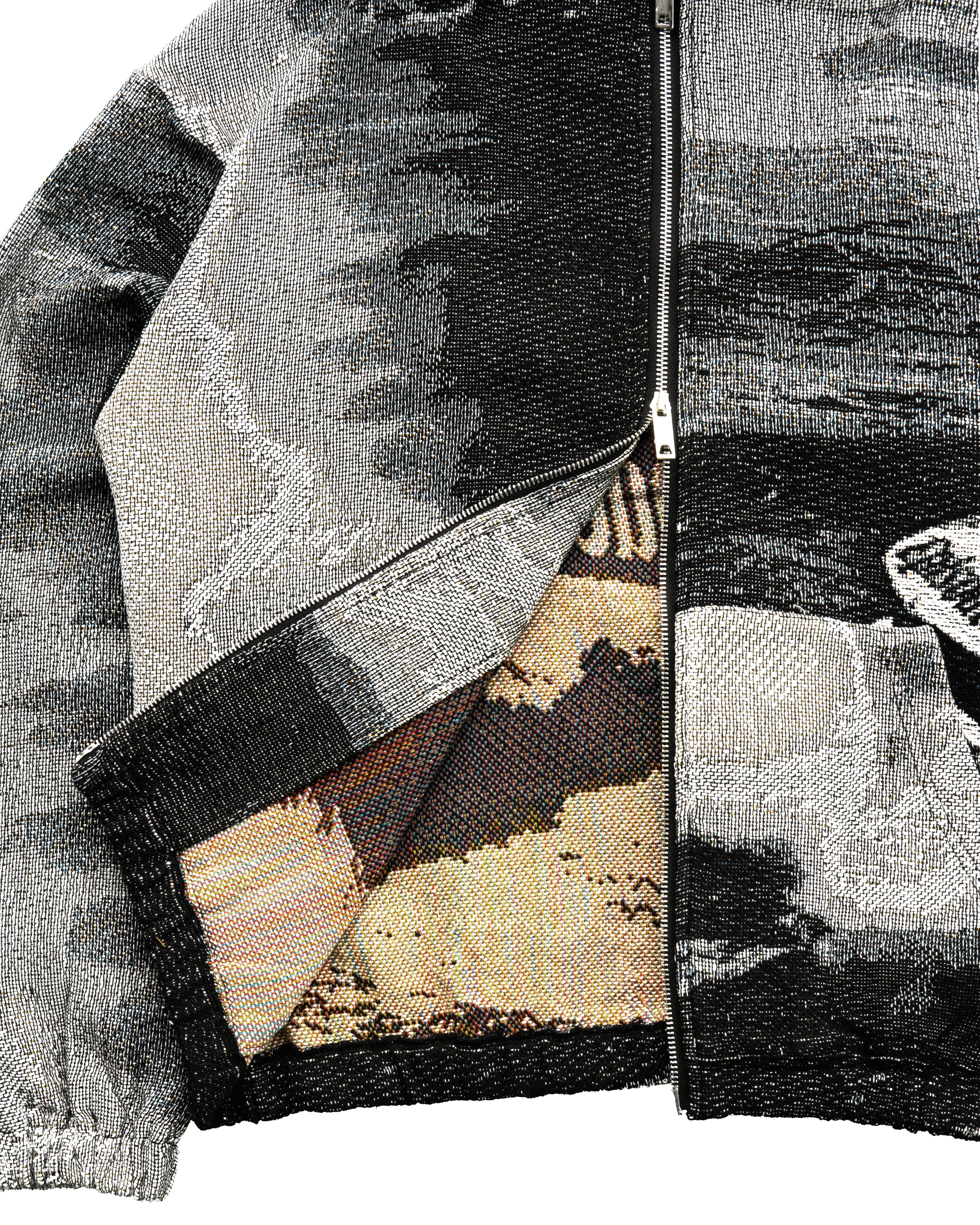 Tapestry Zip-Up Hoodie (MONO) | Vintage Streetwear Oversized Jacket-Coordom