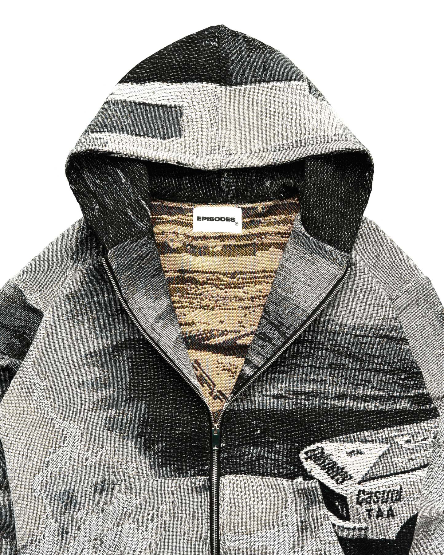 Tapestry Zip-Up Hoodie (MONO) | Vintage Streetwear Oversized Jacket-Coordom