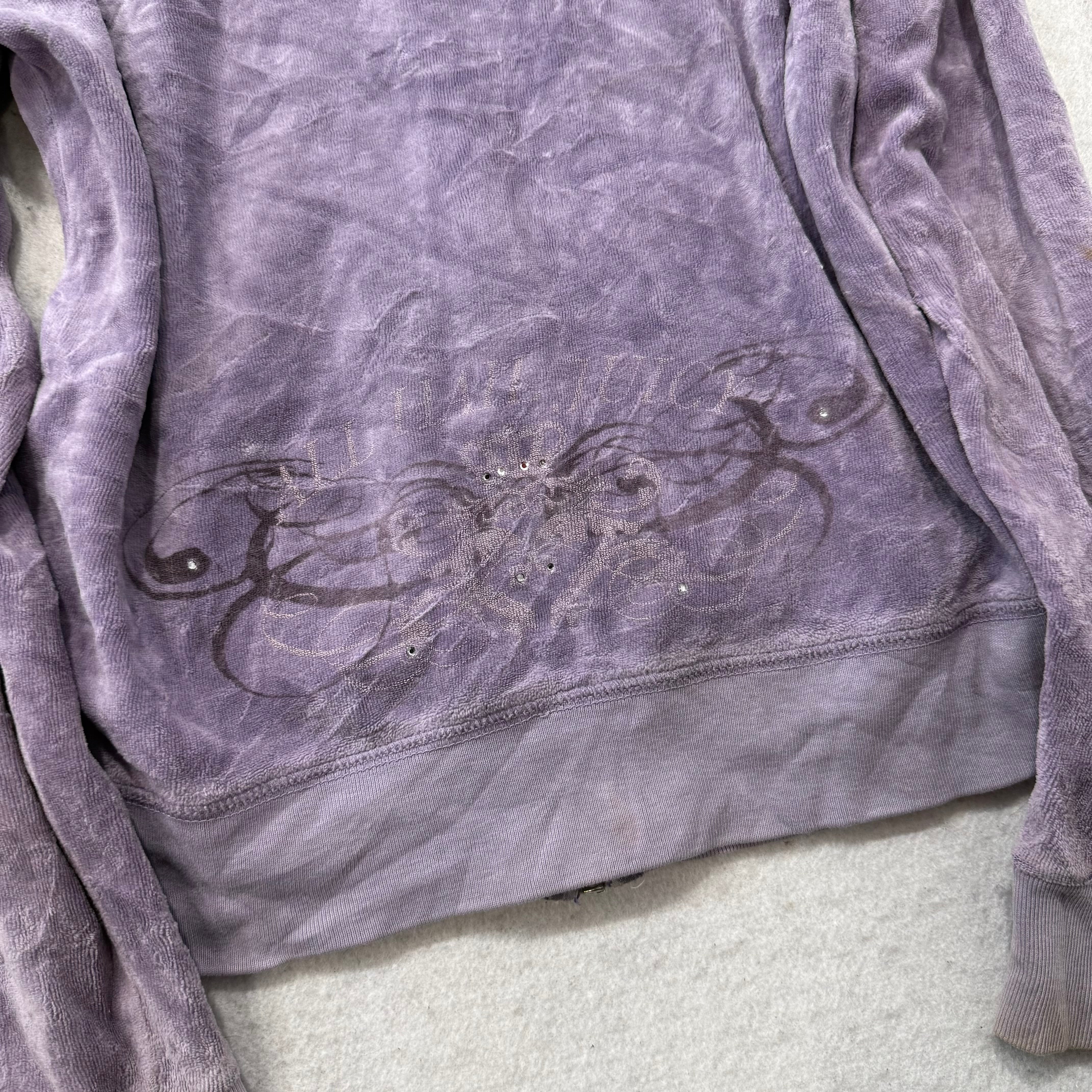 Juicy Couture All Hail Juicy Women's Lavender Velour Zip-Up Hoodie Y2k Size 12-Coordom