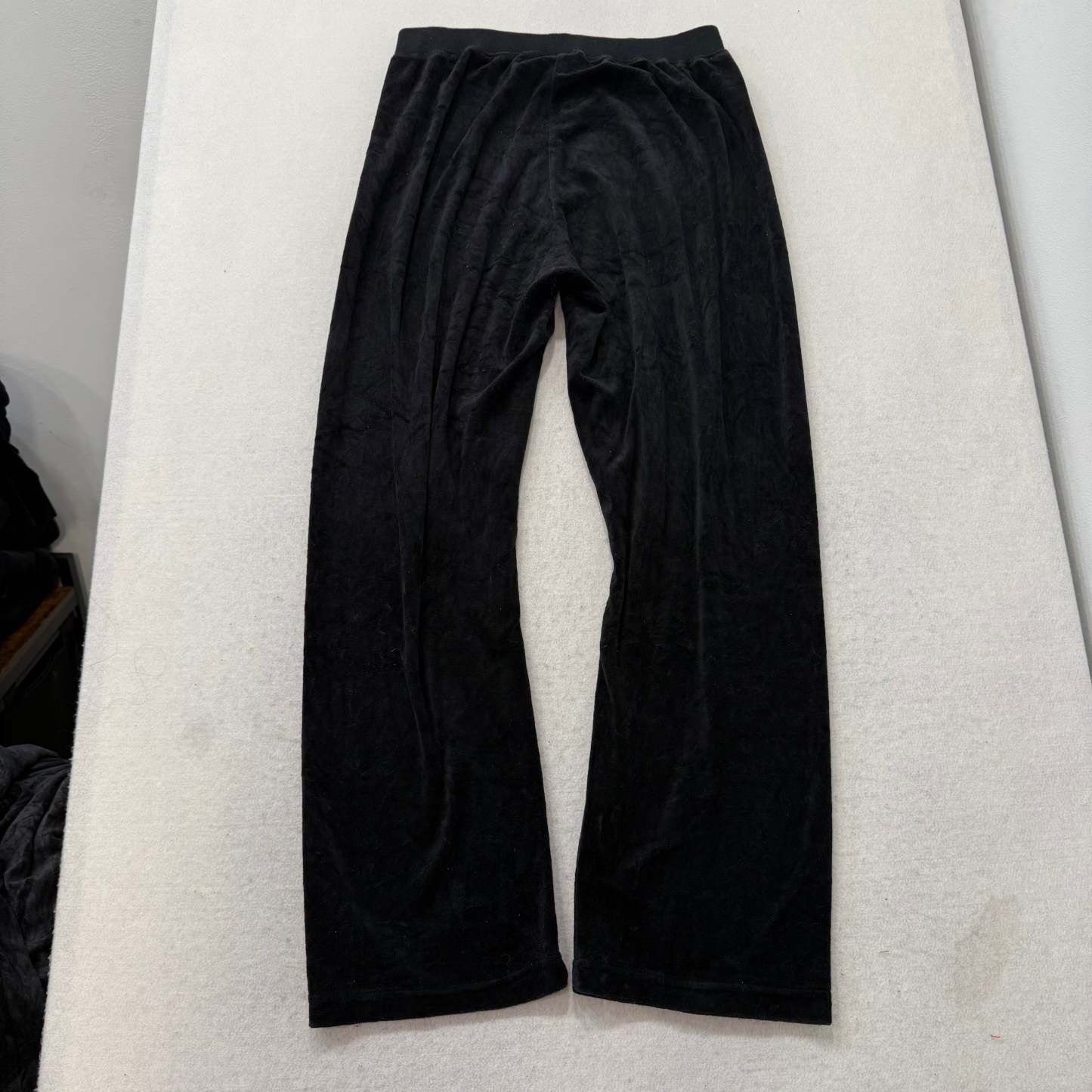 Juicy Couture Black Velour Tracksuit Set Zip Up Hoodie & Flare Pant Logo Size M-Coordom