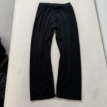 Juicy Couture Black Velour Tracksuit Set Zip Up Hoodie & Flare Pant Logo Size M-Coordom