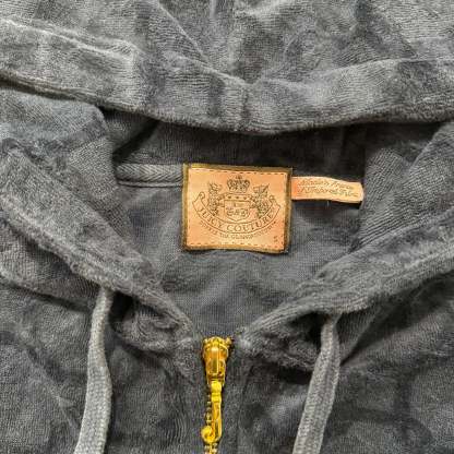 Vintage Juicy Couture Women Navy Terrycloth Butterfly Print Zip-Up Hoodie Size S-Coordom