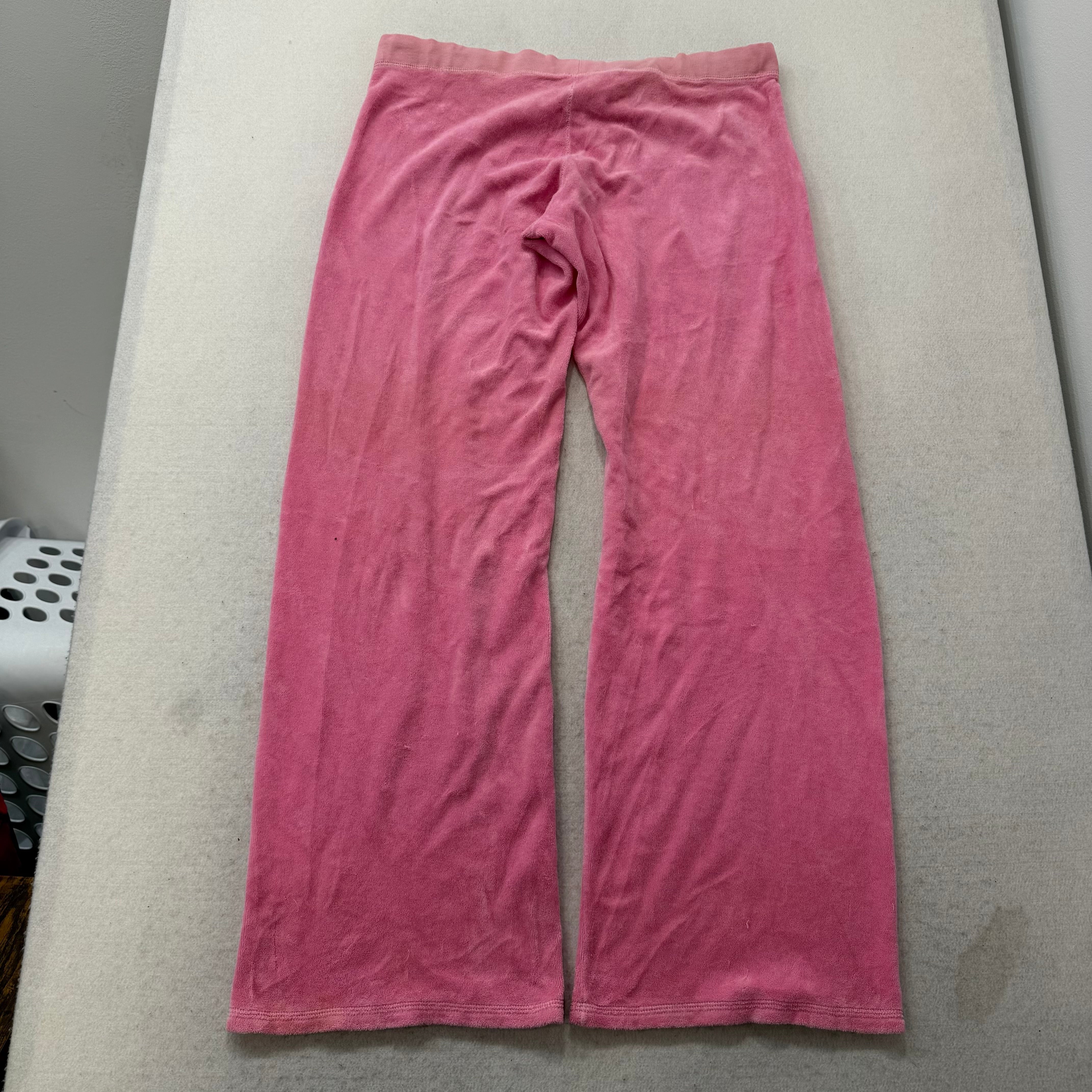 2003 Vintage Juicy Couture Women's Pink Terry Cloth Flared Track Pant Y2k Size L-Coordom