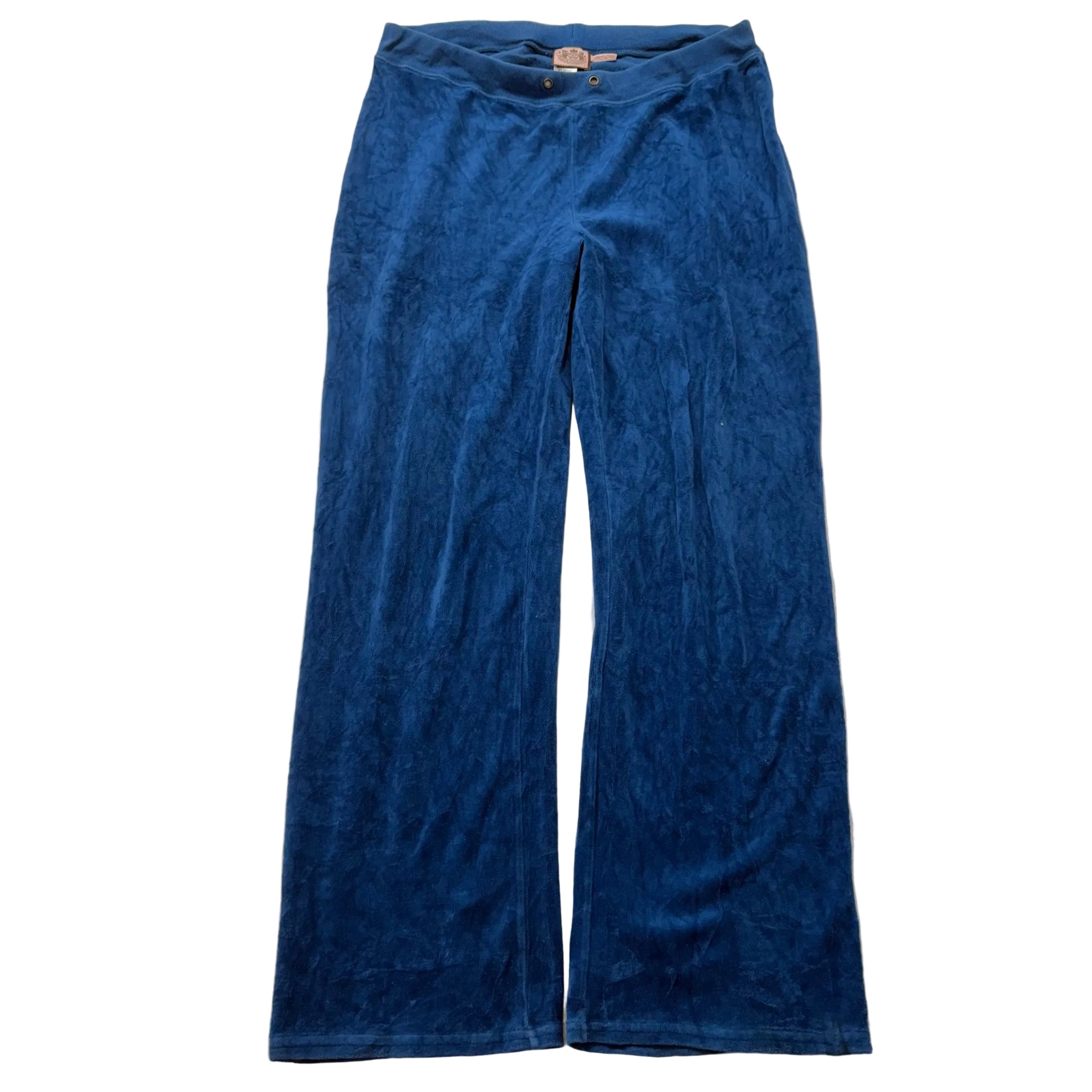 Vintage Juicy Couture Women's Sapphire Blue Velour Flared Track Pant Y2K Size L-Coordom