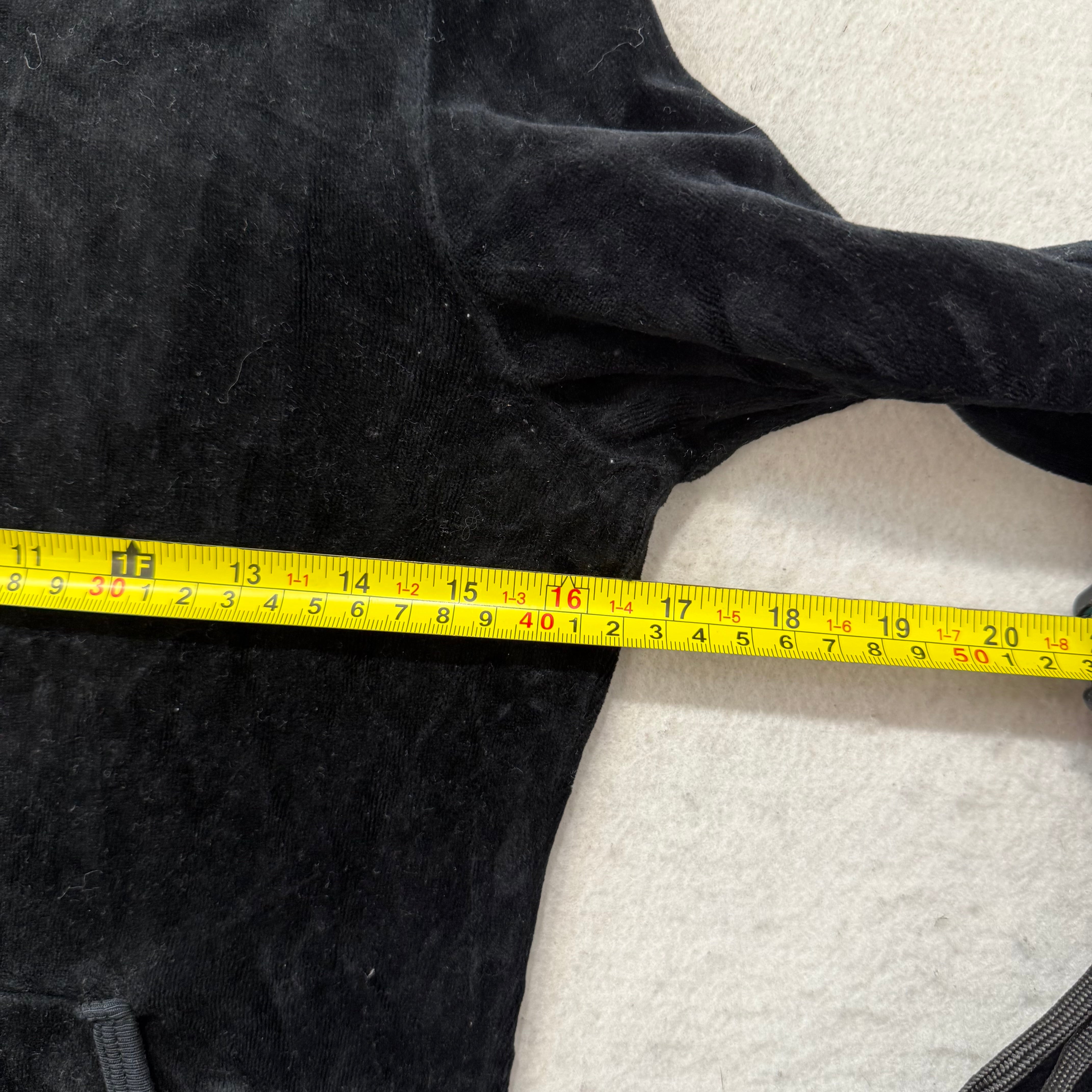 Juicy Couture Black Velour Tracksuit Set Zip Up Hoodie & Flared Pants Y2K Size M-Coordom