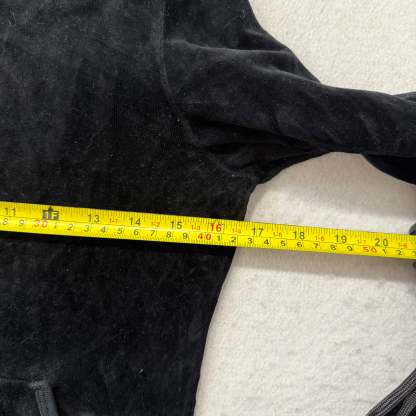 Juicy Couture Black Velour Tracksuit Set Zip Up Hoodie & Flared Pants Y2K Size M-Coordom
