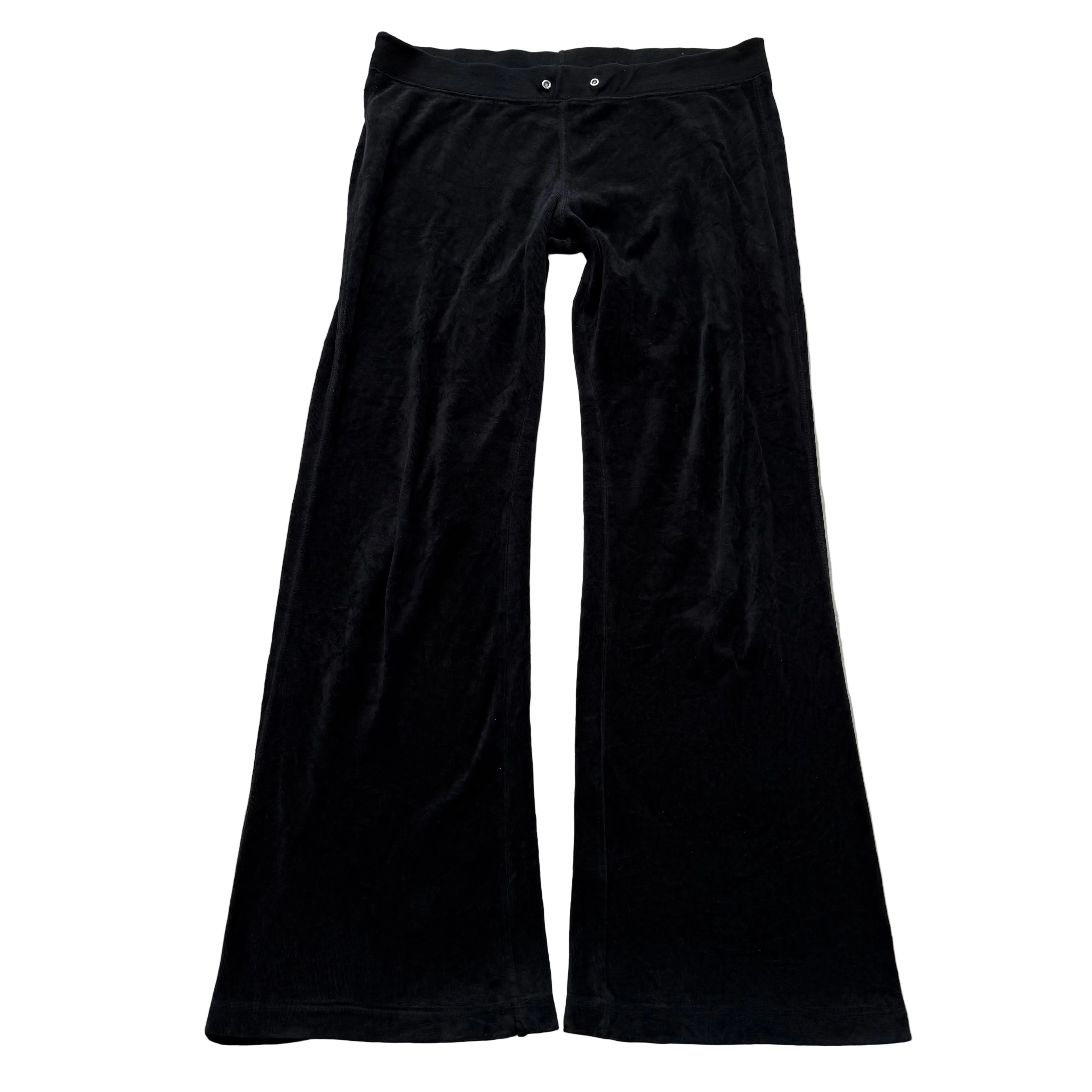 Juicy Couture Women's Black Velour Flare Leg Track Pant Loungewear Casual Size M-Coordom