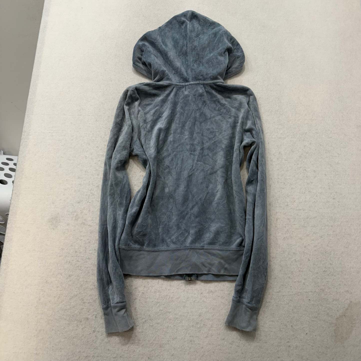 Juicy Couture Women's Slate Gray Velour Full Zip Hoodie Loungewear Preppy Size M-Coordom