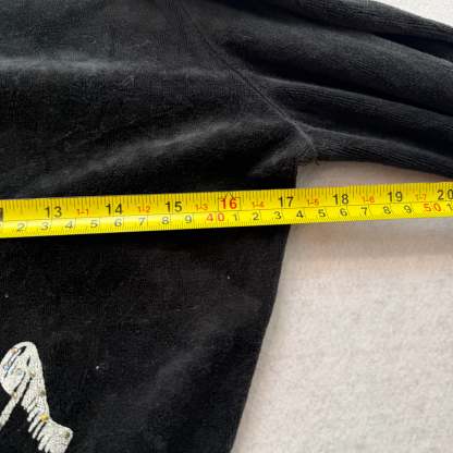 Vintage Juicy Couture Women's Black Velour Full Zip Cropped Hoodie Logo Size S-Coordom