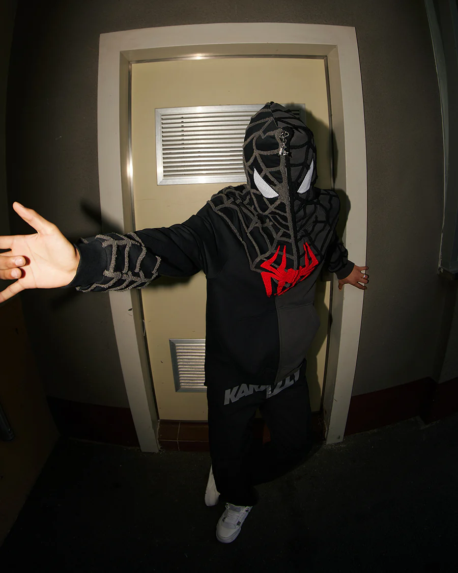 Street style Y2K pattern Full Zip Hoodie Black And DarkGray（Eyes Can See）-Coordom